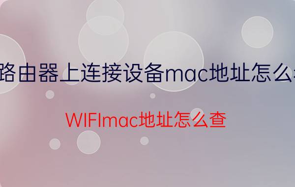 路由器上连接设备mac地址怎么看 WIFImac地址怎么查？